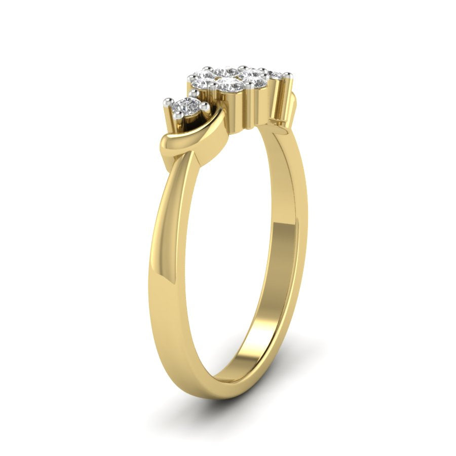 0.22 TW Flower Style Round Cut Lab Grown Diamond Ring pressure setting Engagement Ring Beautiful Wedding Ring PR138