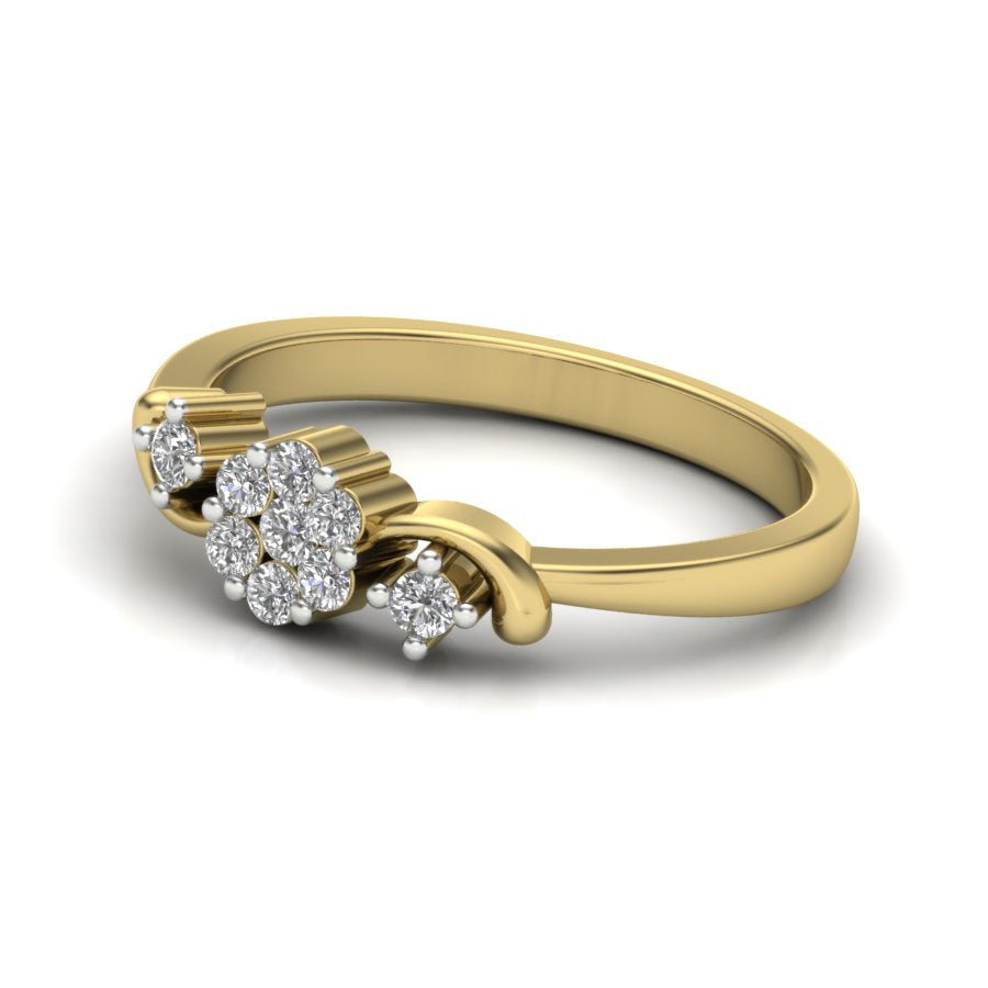 0.22 TW Flower Style Round Cut Lab Grown Diamond Ring pressure setting Engagement Ring Beautiful Wedding Ring PR138