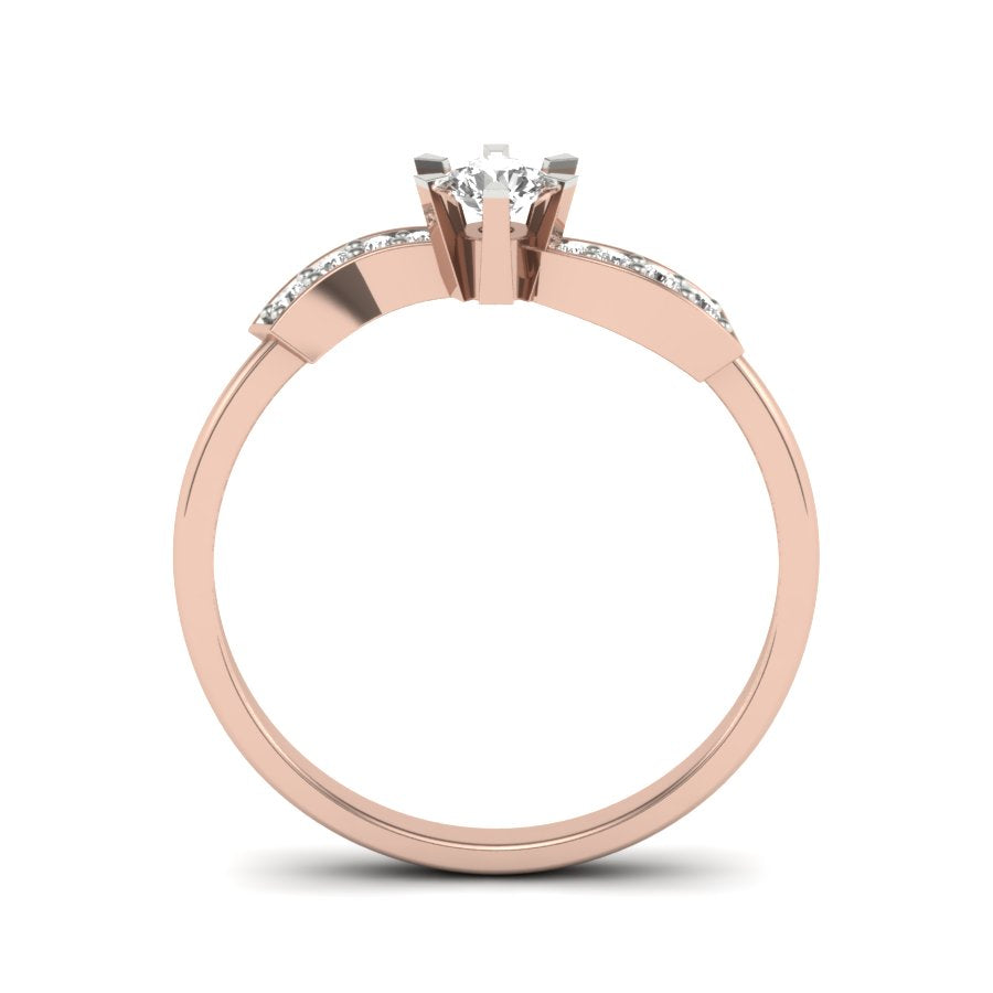 0.24 TW Unique Design Round Cut Lab Grown Diamond Ring Engagement Ring Squre Prong Set Wedding Ring PR175
