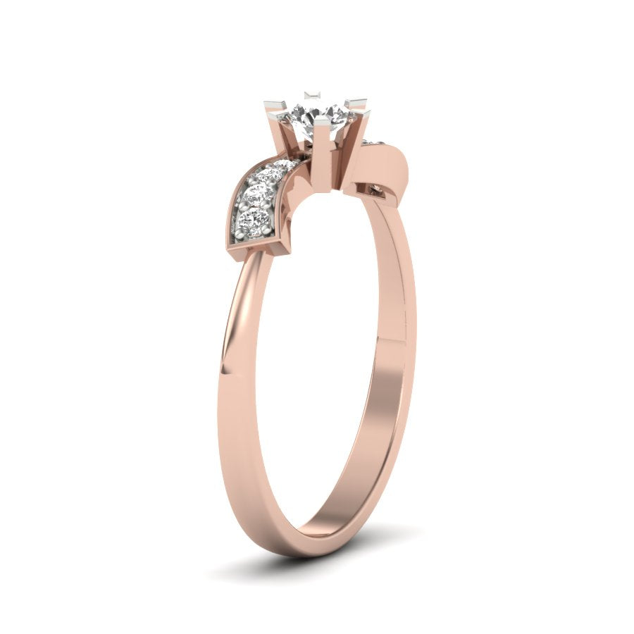0.24 TW Unique Design Round Cut Lab Grown Diamond Ring Engagement Ring Squre Prong Set Wedding Ring PR175