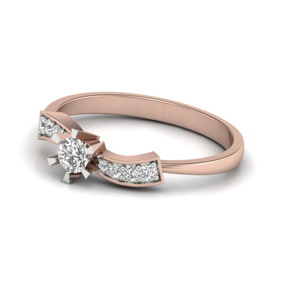 0.24 TW Unique Design Round Cut Lab Grown Diamond Ring Engagement Ring Squre Prong Set Wedding Ring PR175