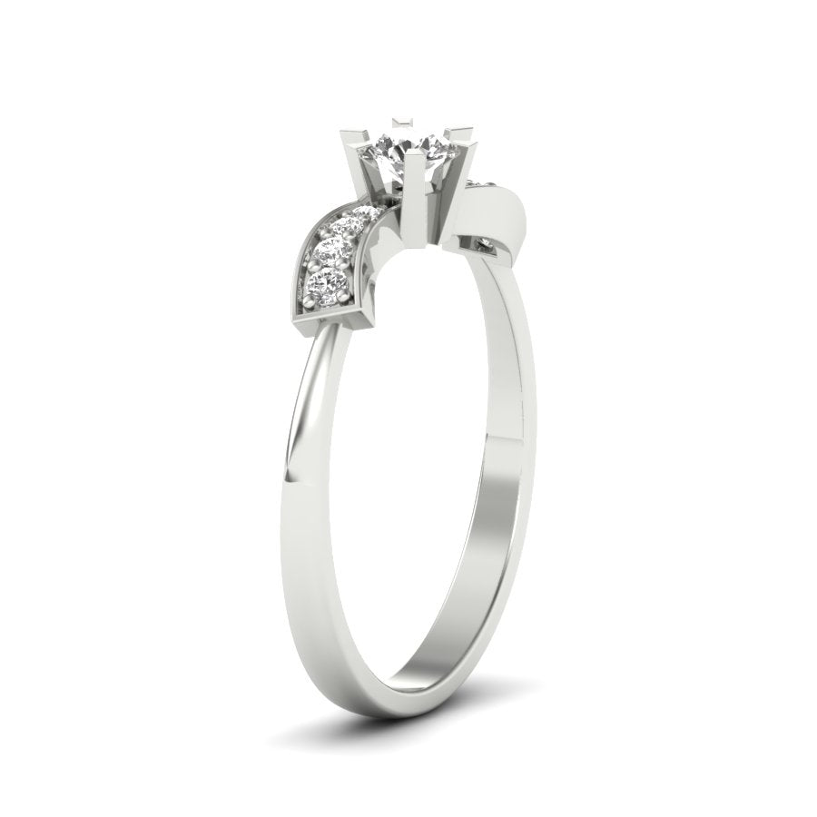 0.24 TW Unique Design Round Cut Lab Grown Diamond Ring Engagement Ring Squre Prong Set Wedding Ring PR175
