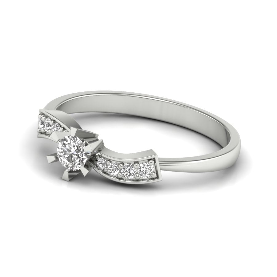 0.24 TW Unique Design Round Cut Lab Grown Diamond Ring Engagement Ring Squre Prong Set Wedding Ring PR175