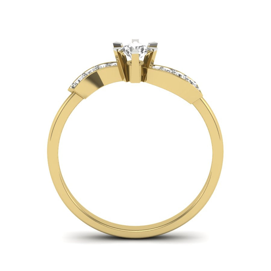 0.24 TW Unique Design Round Cut Lab Grown Diamond Ring Engagement Ring Squre Prong Set Wedding Ring PR175