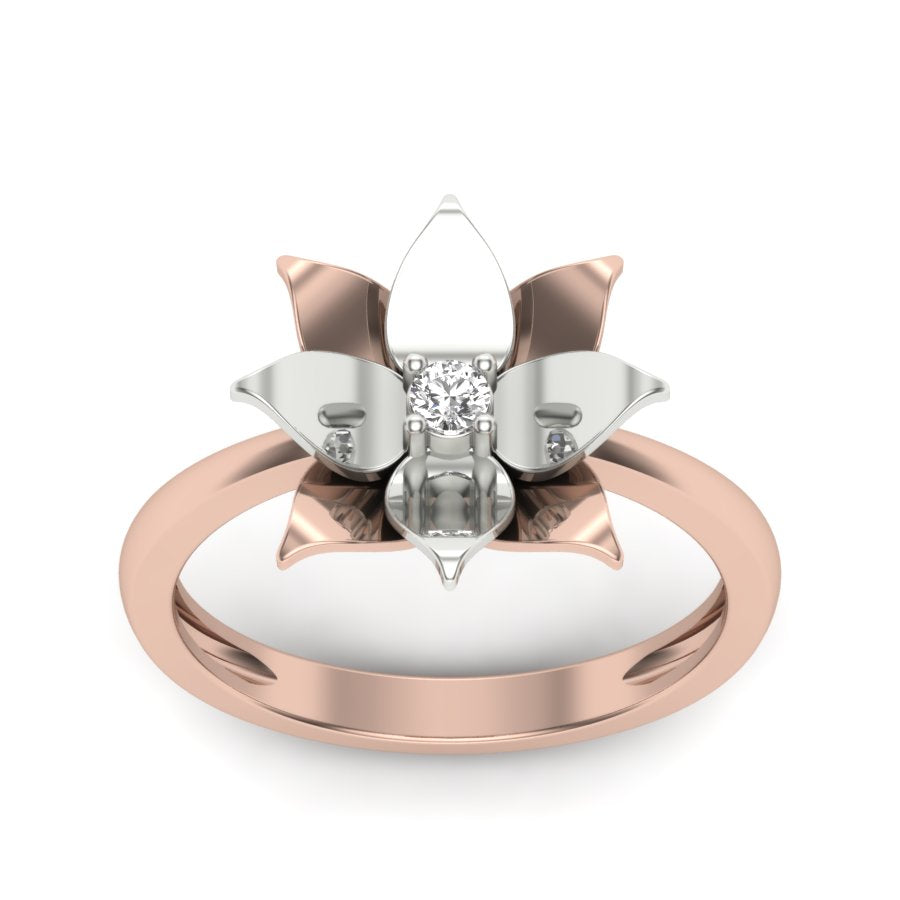 0.06 TW Round Cut Lab Grown Diamond Ring Prong Setting With Flower Design Engagement Ring Bridal Wedding Ring Solitaire Ring PR184