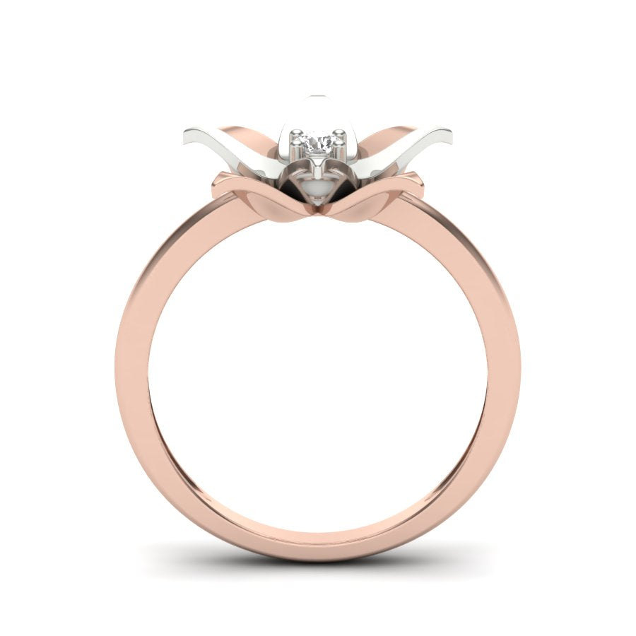 0.06 TW Round Cut Lab Grown Diamond Ring Prong Setting With Flower Design Engagement Ring Bridal Wedding Ring Solitaire Ring PR184