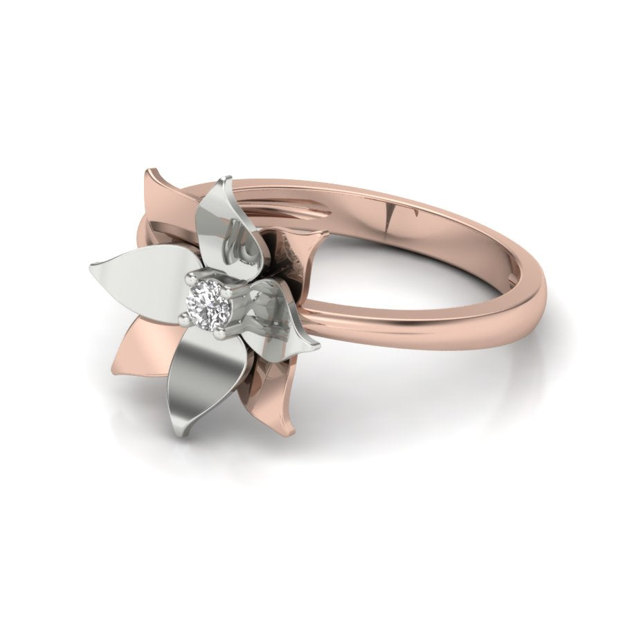 0.06 TW Round Cut Lab Grown Diamond Ring Prong Setting With Flower Design Engagement Ring Bridal Wedding Ring Solitaire Ring PR184