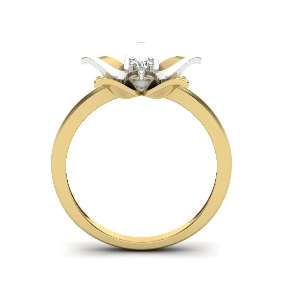 0.06 TW Round Cut Lab Grown Diamond Ring Prong Setting With Flower Design Engagement Ring Bridal Wedding Ring Solitaire Ring PR184