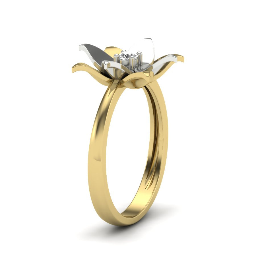 0.06 TW Round Cut Lab Grown Diamond Ring Prong Setting With Flower Design Engagement Ring Bridal Wedding Ring Solitaire Ring PR184