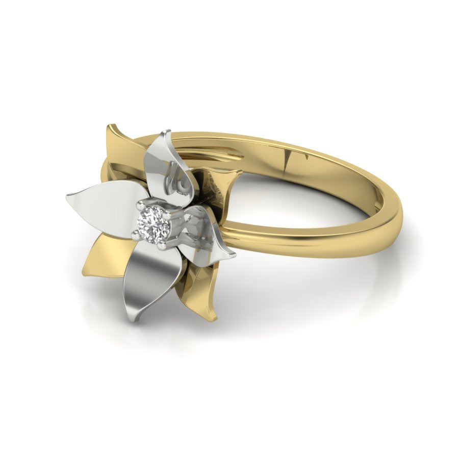 0.06 TW Round Cut Lab Grown Diamond Ring Prong Setting With Flower Design Engagement Ring Bridal Wedding Ring Solitaire Ring PR184