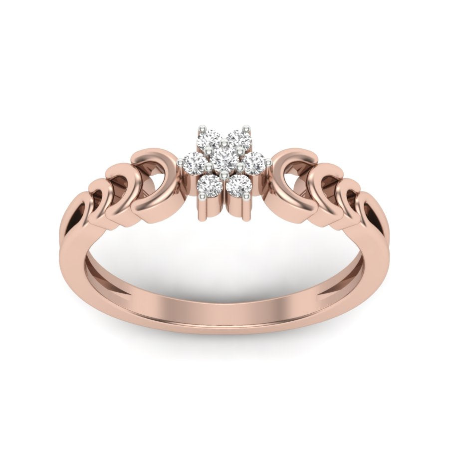 0.11 TW Flower Design Round Cut Lab Grown Diamond Ring Cluster Setting Engagement Ring Wedding Ring Bridal Ring PR186