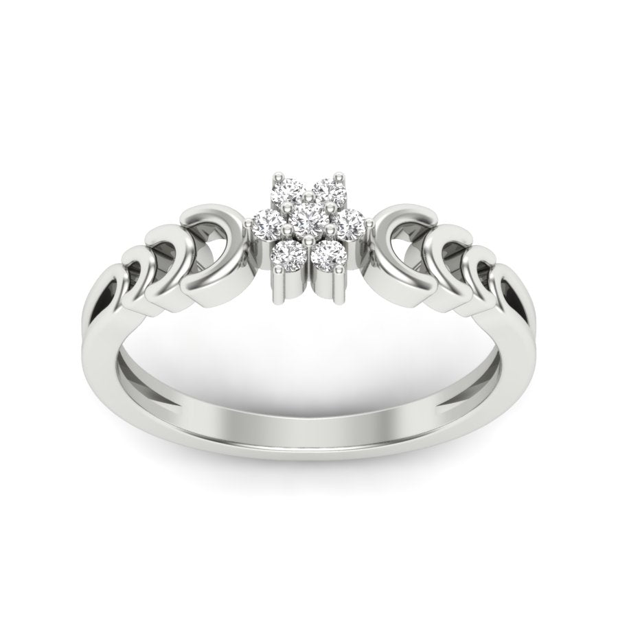 0.11 TW Flower Design Round Cut Lab Grown Diamond Ring Cluster Setting Engagement Ring Wedding Ring Bridal Ring PR186