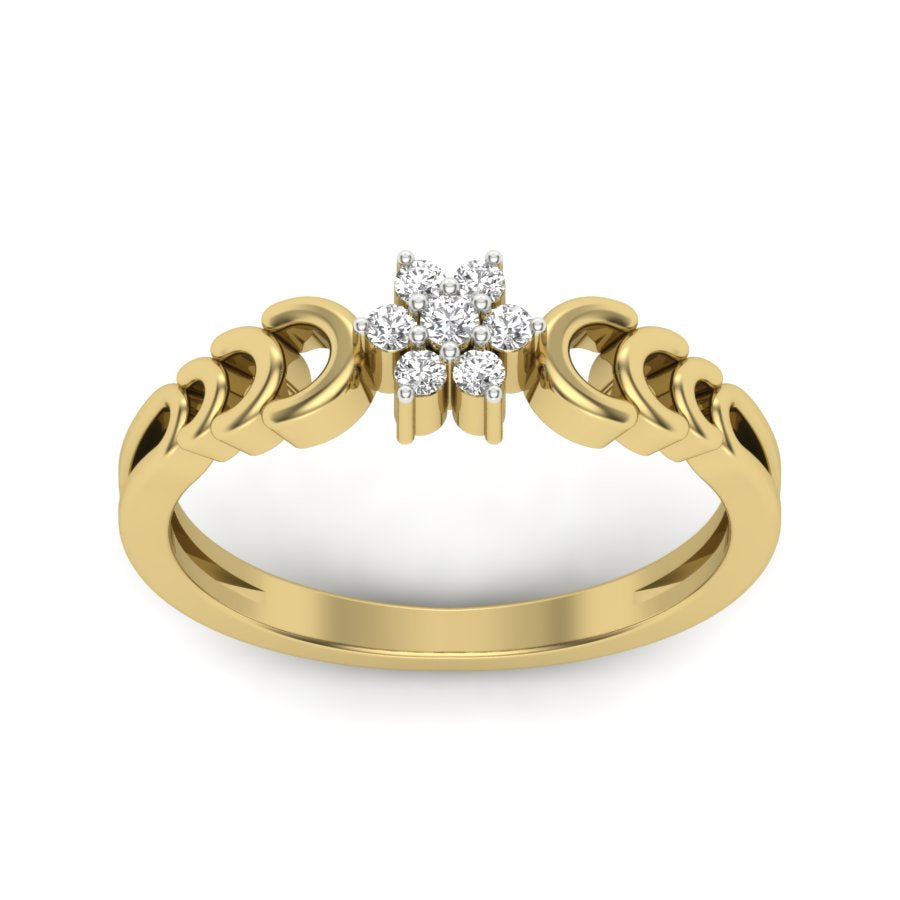 0.11 TW Flower Design Round Cut Lab Grown Diamond Ring Cluster Setting Engagement Ring Wedding Ring Bridal Ring PR186
