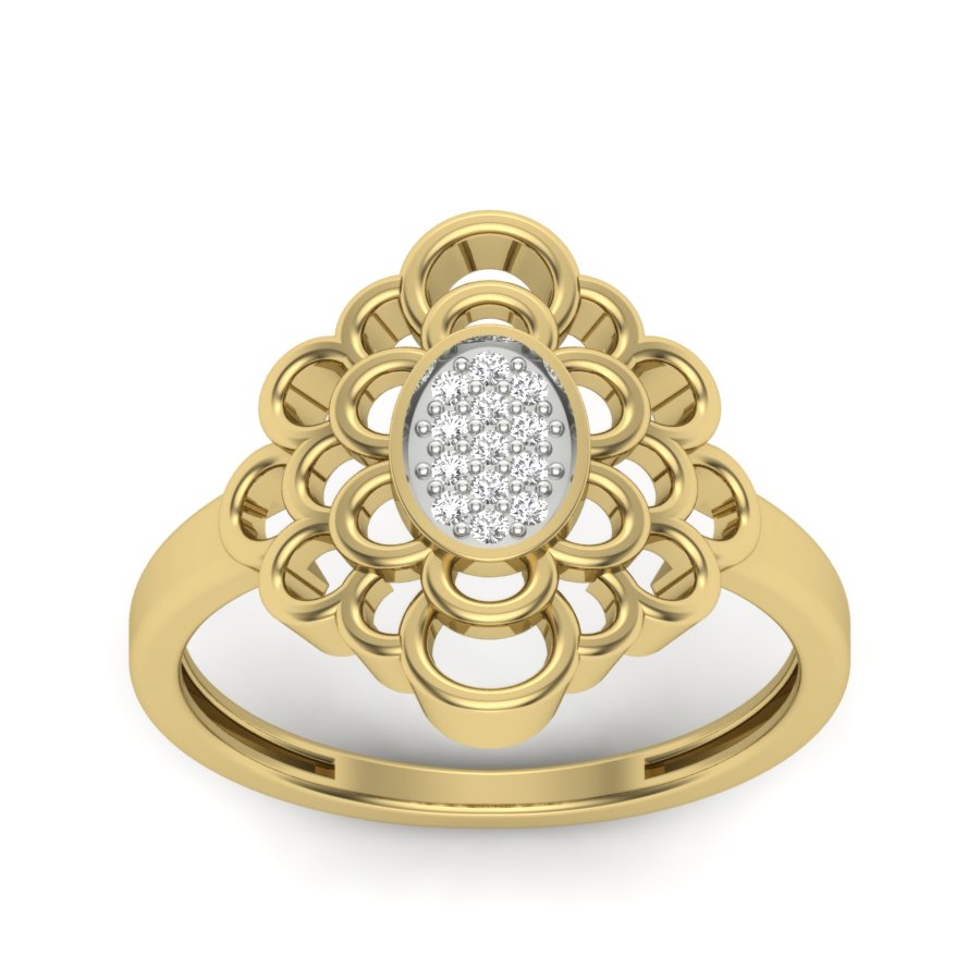 0.11 TW Flower Style Round Cut Lab Grown Diamond Ring Gold Engagement Ring Prong Set Ring Bridal Wedding Ring PR194