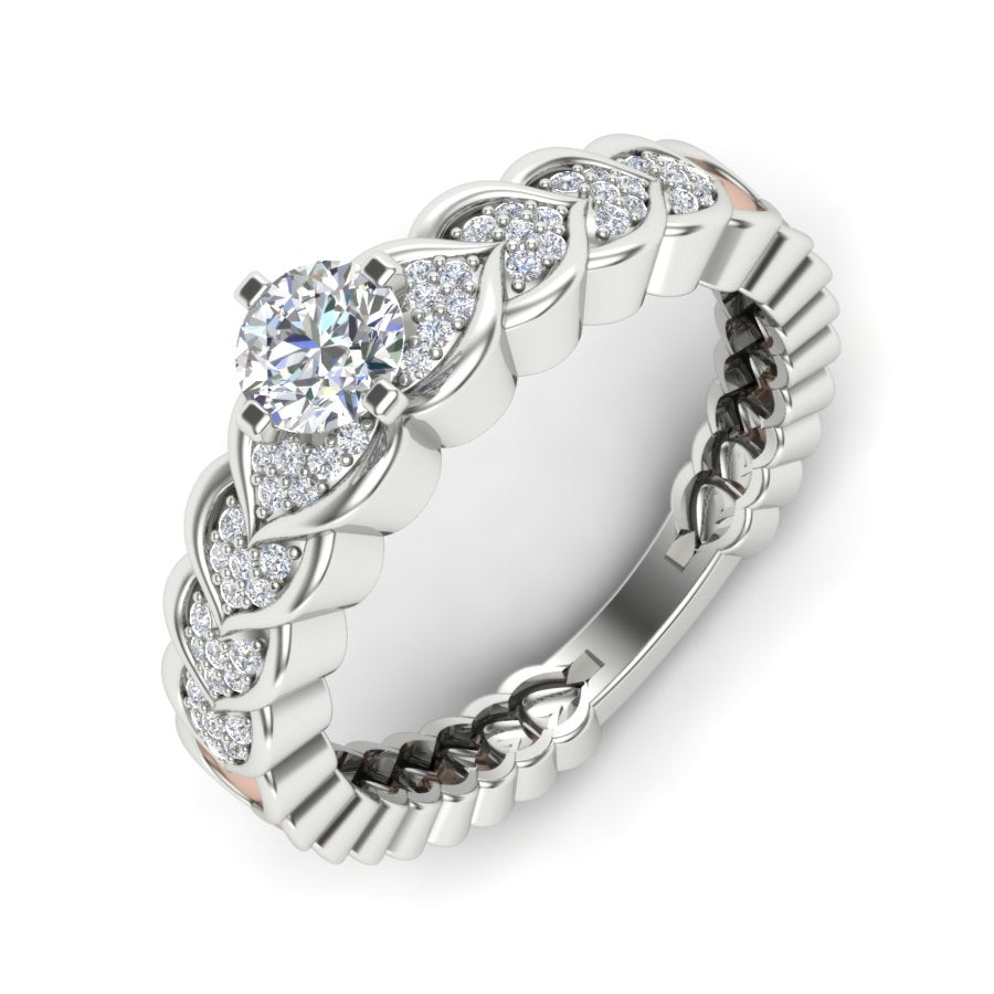 0.63 TW Two Tone Unique Ring Square Prong Set Ring Round Cut Lab Grown Diamond Ring Wedding ring Bridal Ring Engagement ring PR246