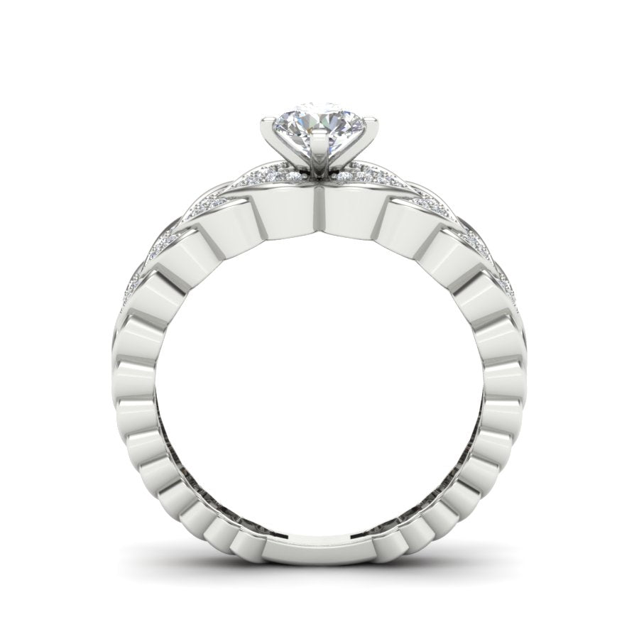 0.63 TW Two Tone Unique Ring Square Prong Set Ring Round Cut Lab Grown Diamond Ring Wedding ring Bridal Ring Engagement ring PR246