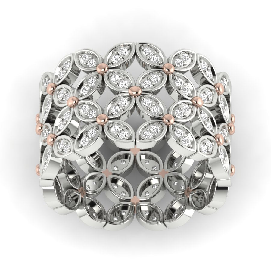 0.72 TW Two Tone Unique Ring Pave And Prong Set Ring Round Cut Lab Grown Diamond Ring Wedding ring Bridal Ring Engagement ring PR340