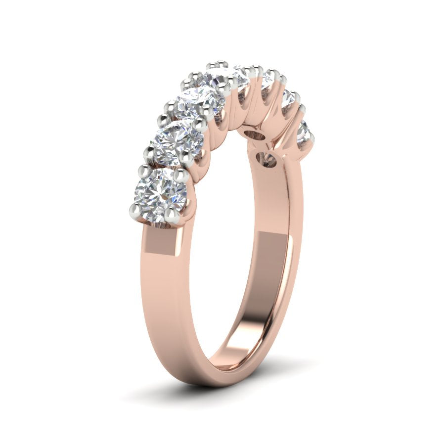 1.68 TW Half Eternity Ring With Round Cut Lab Grown Diamond Two Tone Gold Engagement Ring Wedding Ring PR360