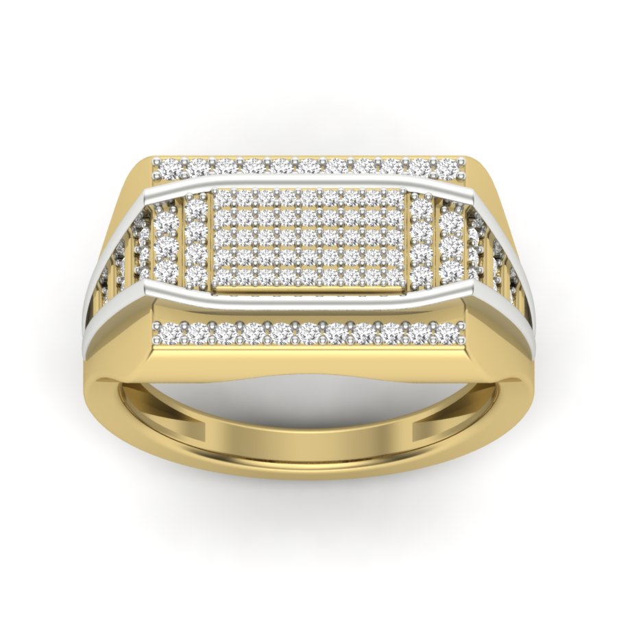 0.52 TW Unique Design Band With Round Cut Lab Grown Diamond Band Pave & Prong Set Band Men's Wedding Band Two Tone Engagement Band PR390