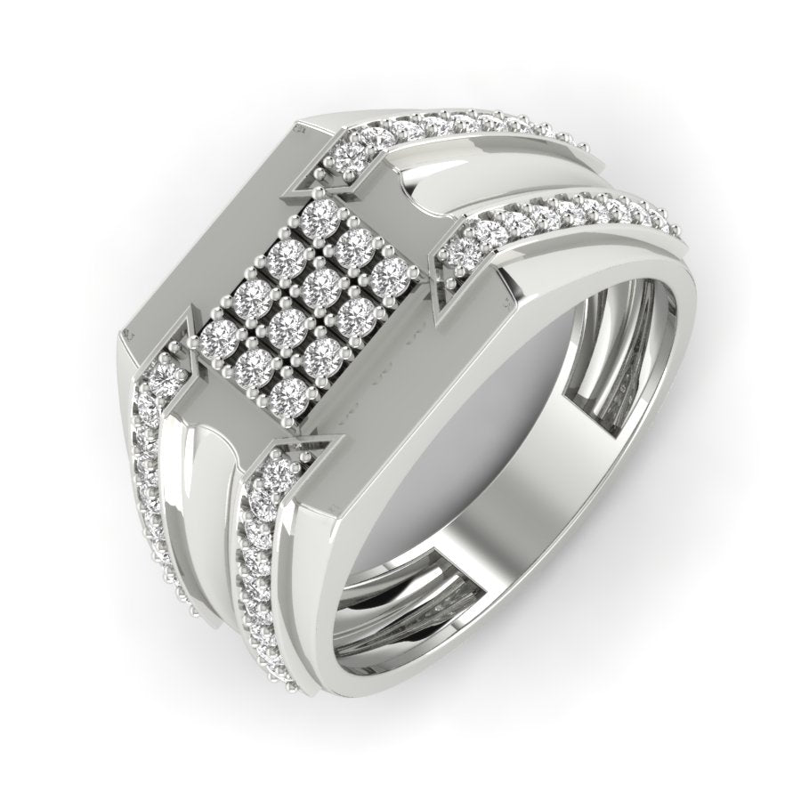0.55 TW Unique Setting Band Round Cut Lab Grown Diamond Band Prong Engagement Band Men's Wedding Band PR403
