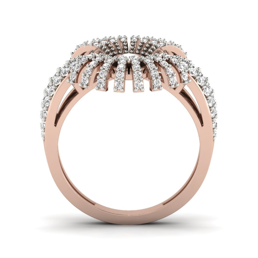 0.75 TW Flower Style Round Cut Lab Grown Diamond Ring Gold Engagement Ring Prong Set Ring Bridal Wedding Ring PR406