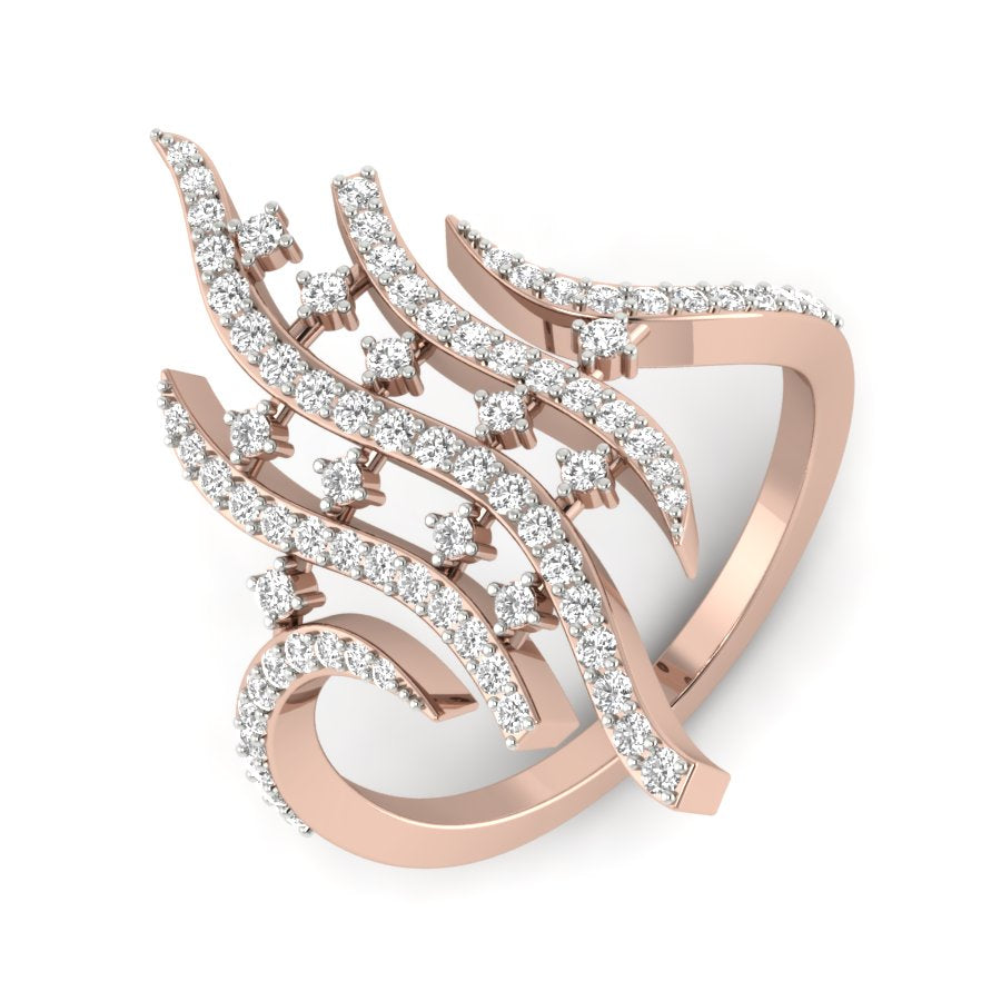Unique Design Ring 0.53 TW Round Cut Lab Grown Diamond Ring Prong Engagement Ring Bridal Wedding Ring PR409
