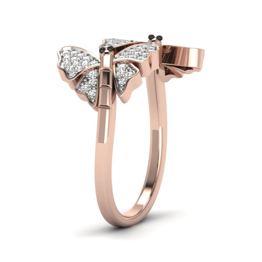 0.19 TW Butterfly Ring Round Cut Lab Grown Diamond Ring Engagement Ring Prong Setting Ring Wedding Ring PR411