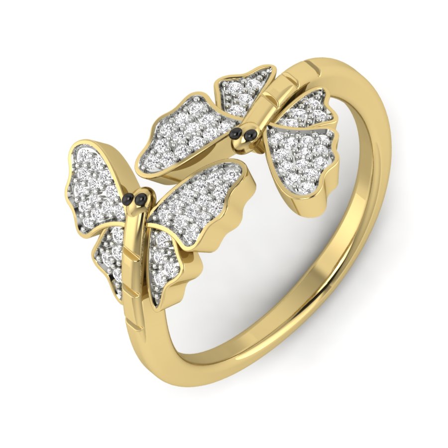 0.19 TW Butterfly Ring Round Cut Lab Grown Diamond Ring Engagement Ring Prong Setting Ring Wedding Ring PR411
