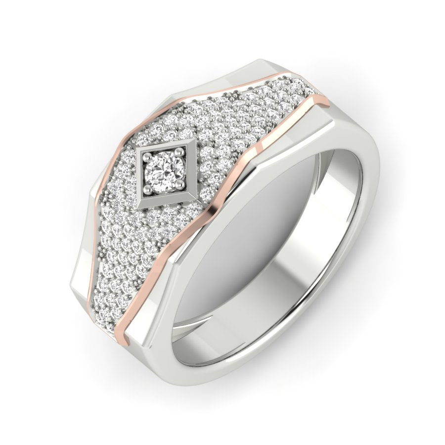 0.43 TW Two Tone Engagement Band Unique Design Band With Round Cut Lab Grown Diamond Band Prong Set Band Bridal Band Wedding Band PR413