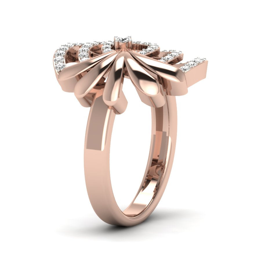 Unique Design Ring 0.42 TW Round Cut Lab Grown Diamond Ring Engagement Ring Prong Set Wedding Ring PR414