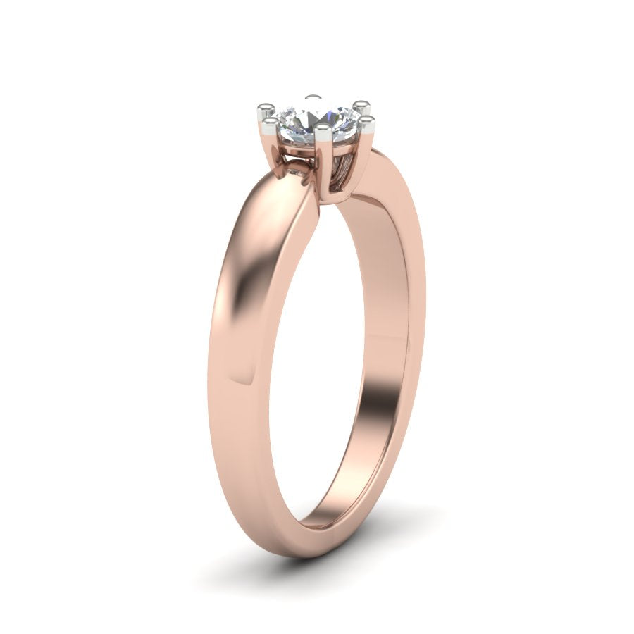 0.47 TW Solitaire Round Cut Lab Grown Diamond Ring Prong Set Unique Design Engagement Ring Multi tone gold Wedding Ring PR419