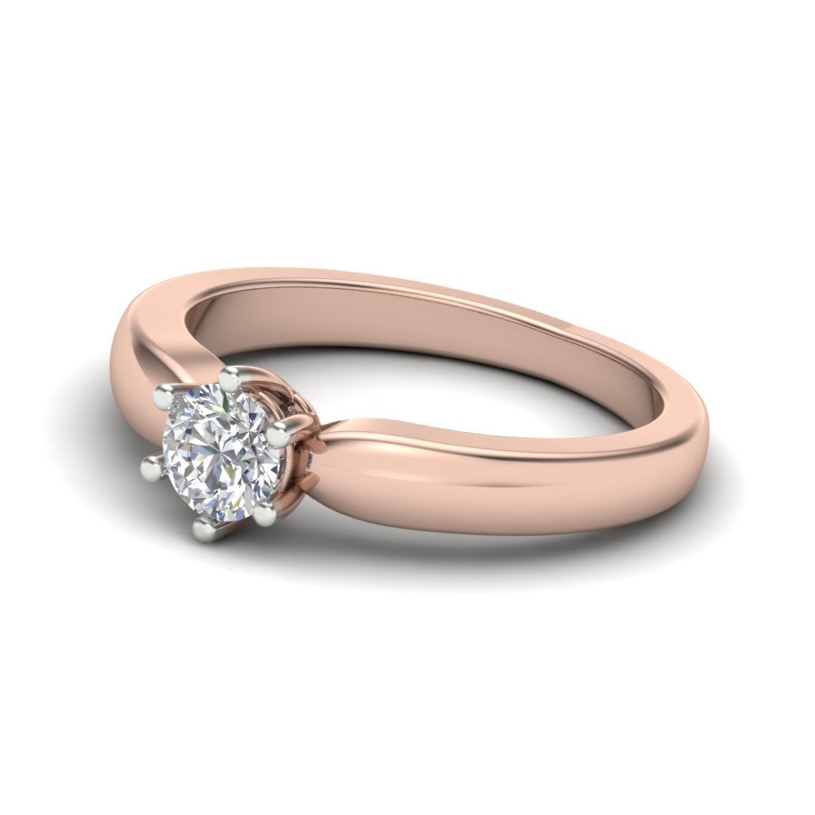 0.47 TW Solitaire Round Cut Lab Grown Diamond Ring Prong Set Unique Design Engagement Ring Multi tone gold Wedding Ring PR419
