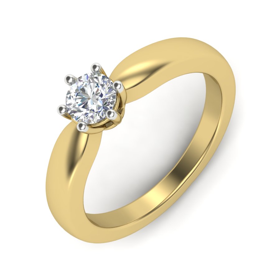 0.47 TW Solitaire Round Cut Lab Grown Diamond Ring Prong Set Unique Design Engagement Ring Multi tone gold Wedding Ring PR419