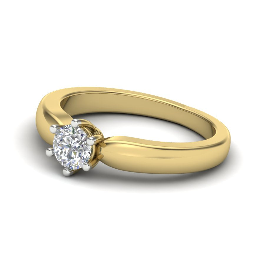 0.47 TW Solitaire Round Cut Lab Grown Diamond Ring Prong Set Unique Design Engagement Ring Multi tone gold Wedding Ring PR419