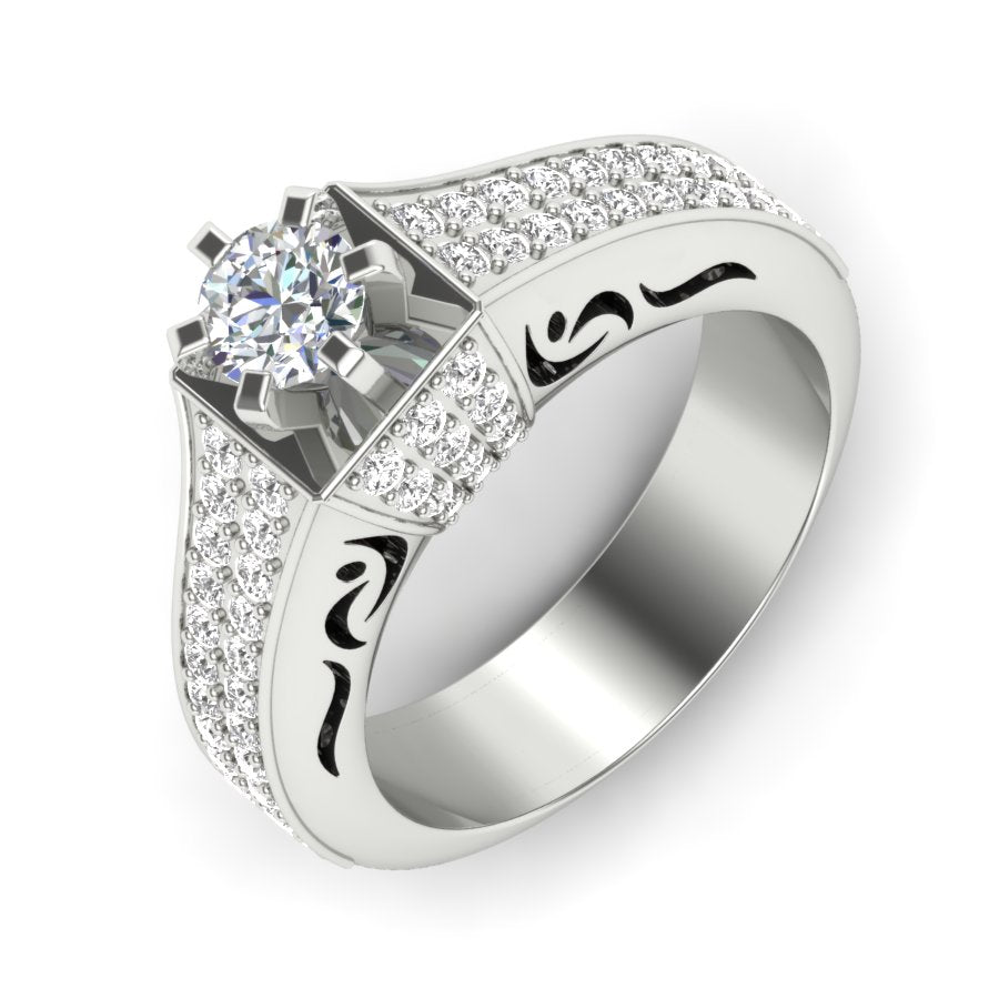 Unique Design Ring 1.17 TW Square Prong Set Ring Round Cut Lab Grown Diamond Ring Wedding ring Bridal Ring Engagement ring PR425