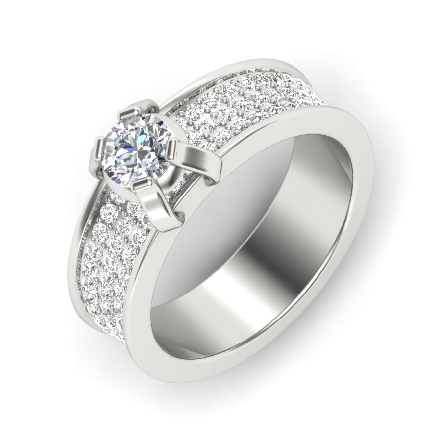 1.04 TW Unique wedding engagement ring Round Cut Lab Grown Diamond Ring Square Prong setting With Multi Tone Gold Ring PR426