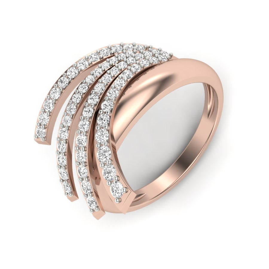 0.58 TW Unique wedding engagement ring Round Cut Lab Grown Diamond Ring Round Prong setting With Multi Tone Gold Ring PR427