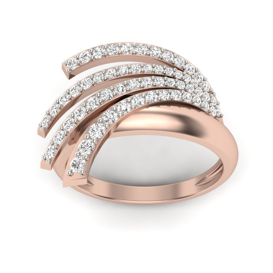 0.58 TW Unique wedding engagement ring Round Cut Lab Grown Diamond Ring Round Prong setting With Multi Tone Gold Ring PR427