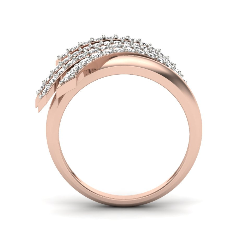 0.58 TW Unique wedding engagement ring Round Cut Lab Grown Diamond Ring Round Prong setting With Multi Tone Gold Ring PR427