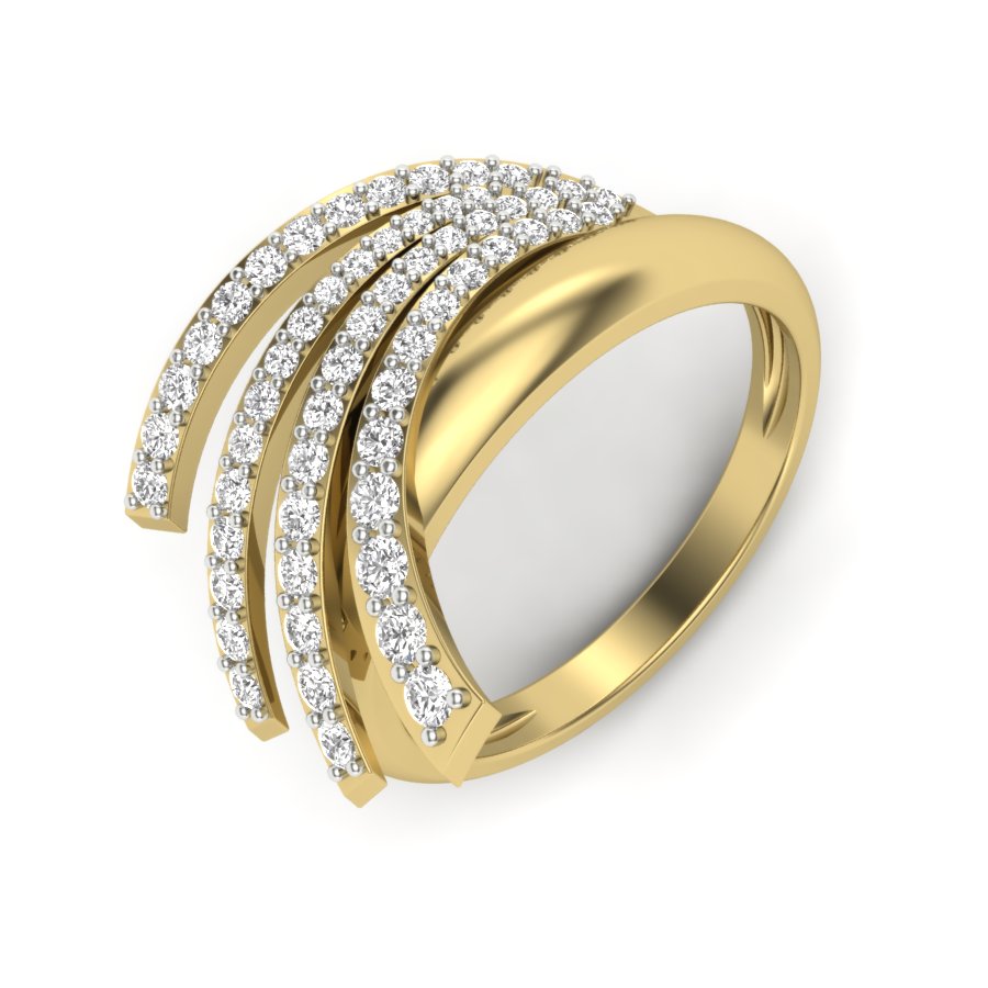 0.58 TW Unique wedding engagement ring Round Cut Lab Grown Diamond Ring Round Prong setting With Multi Tone Gold Ring PR427