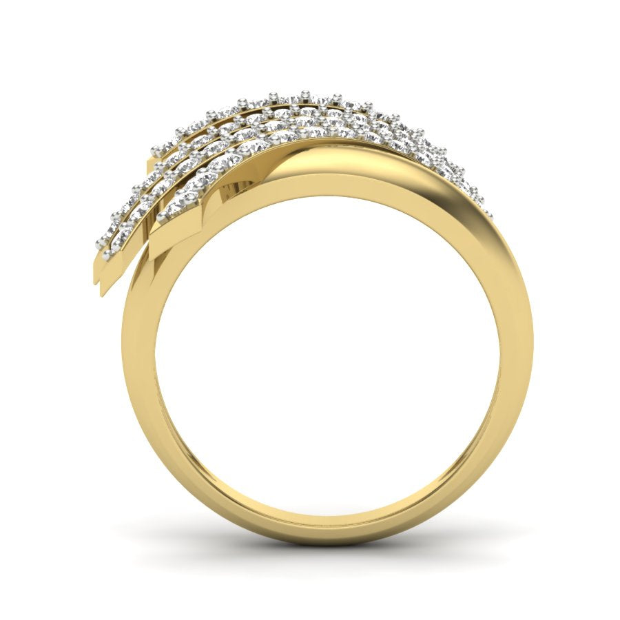 0.58 TW Unique wedding engagement ring Round Cut Lab Grown Diamond Ring Round Prong setting With Multi Tone Gold Ring PR427