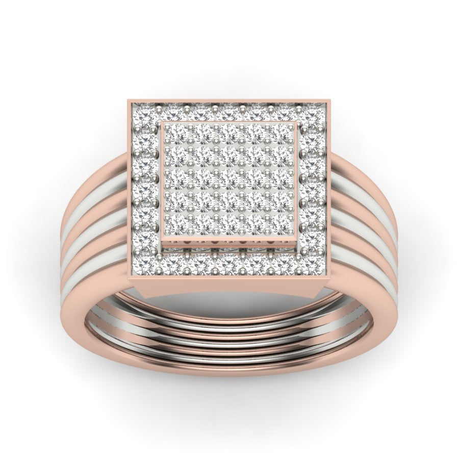 0.83 TW Two Tone Design Round Cut Lab Grown Diamond Ring Engagement Ring Prong Setting Design Ring Wedding Ring PR430