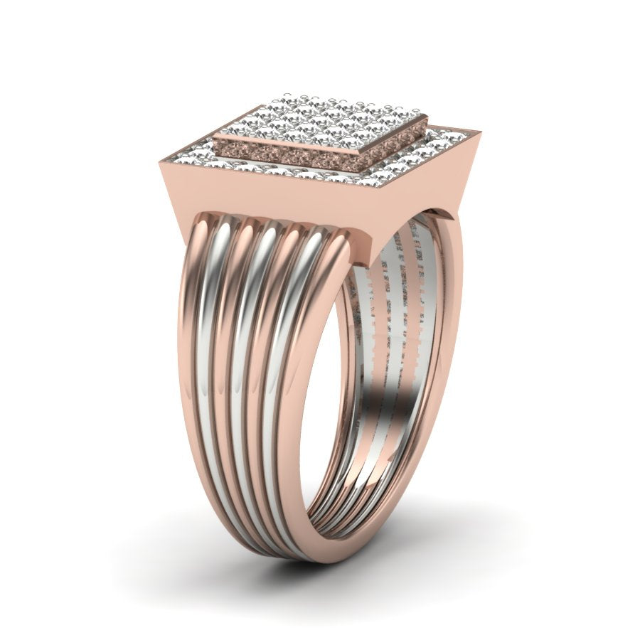 0.83 TW Two Tone Design Round Cut Lab Grown Diamond Ring Engagement Ring Prong Setting Design Ring Wedding Ring PR430