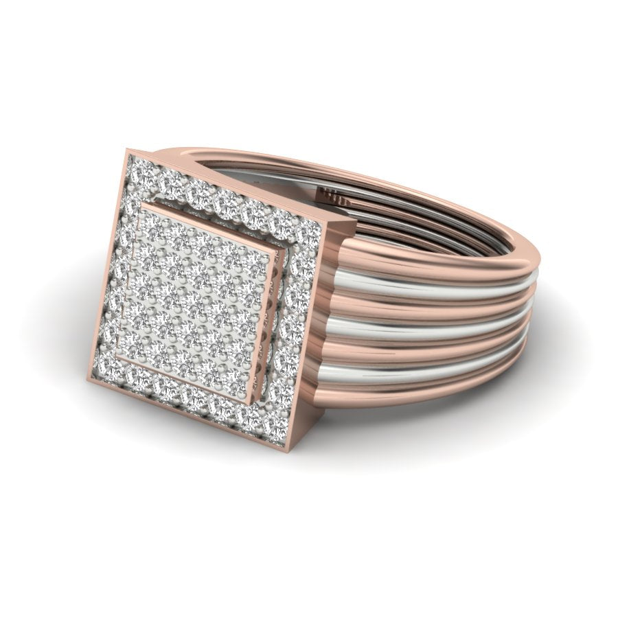 0.83 TW Two Tone Design Round Cut Lab Grown Diamond Ring Engagement Ring Prong Setting Design Ring Wedding Ring PR430