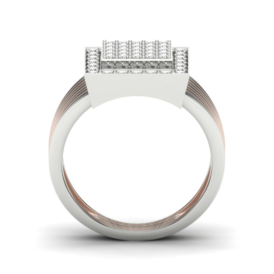 0.83 TW Two Tone Design Round Cut Lab Grown Diamond Ring Engagement Ring Prong Setting Design Ring Wedding Ring PR430