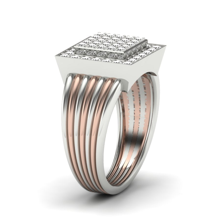 0.83 TW Two Tone Design Round Cut Lab Grown Diamond Ring Engagement Ring Prong Setting Design Ring Wedding Ring PR430