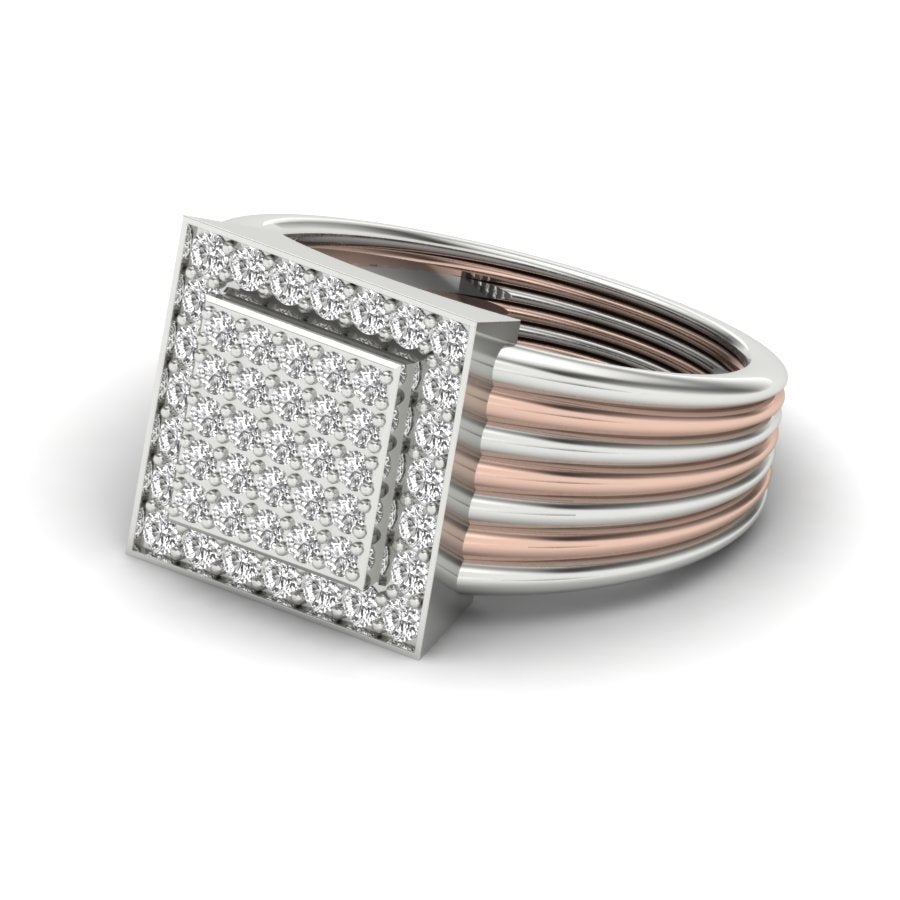 0.83 TW Two Tone Design Round Cut Lab Grown Diamond Ring Engagement Ring Prong Setting Design Ring Wedding Ring PR430