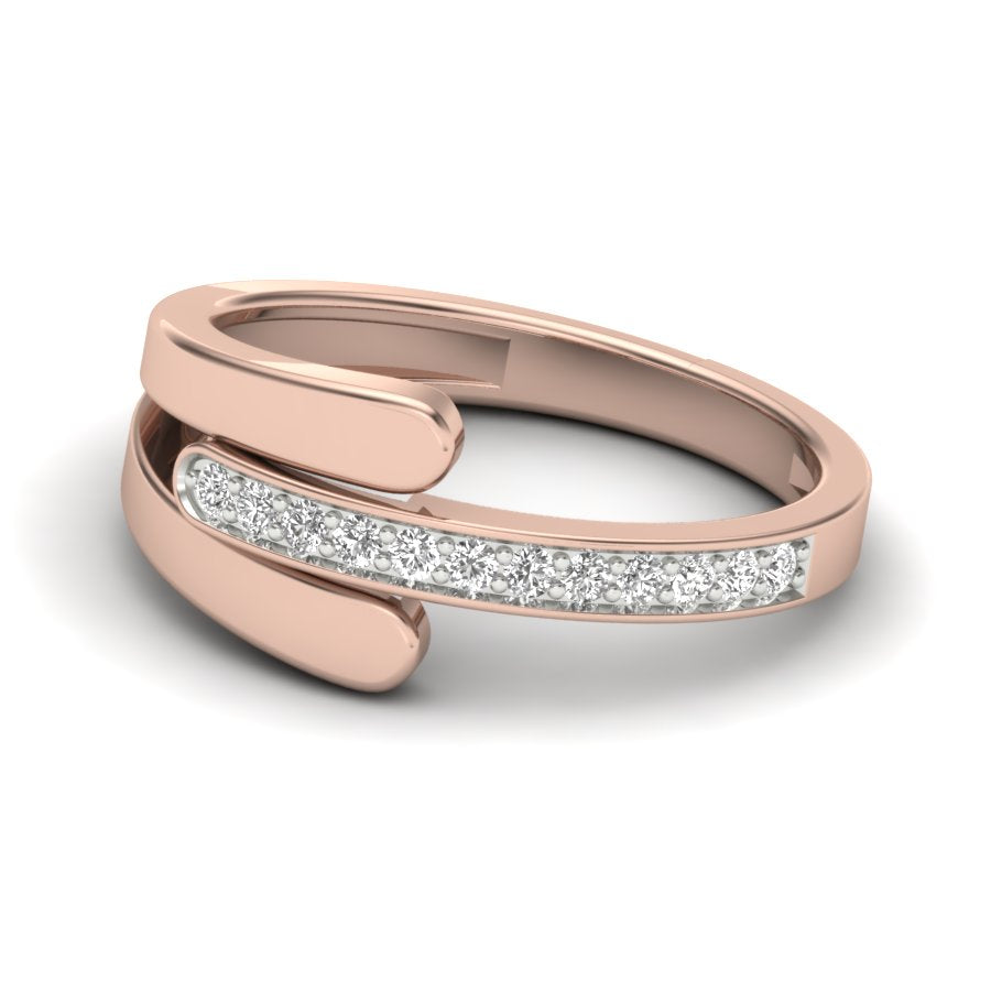 Unique Design Ring 0.15 TW Bypass Design With Round Cut Lab Grown Diamond Ring Prong Set Wedding ring Engagement ring PR436