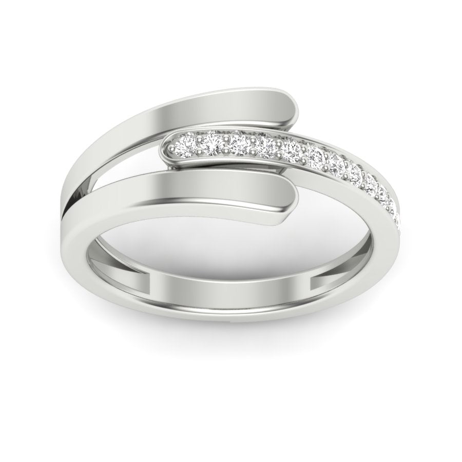 Unique Design Ring 0.15 TW Bypass Design With Round Cut Lab Grown Diamond Ring Prong Set Wedding ring Engagement ring PR436