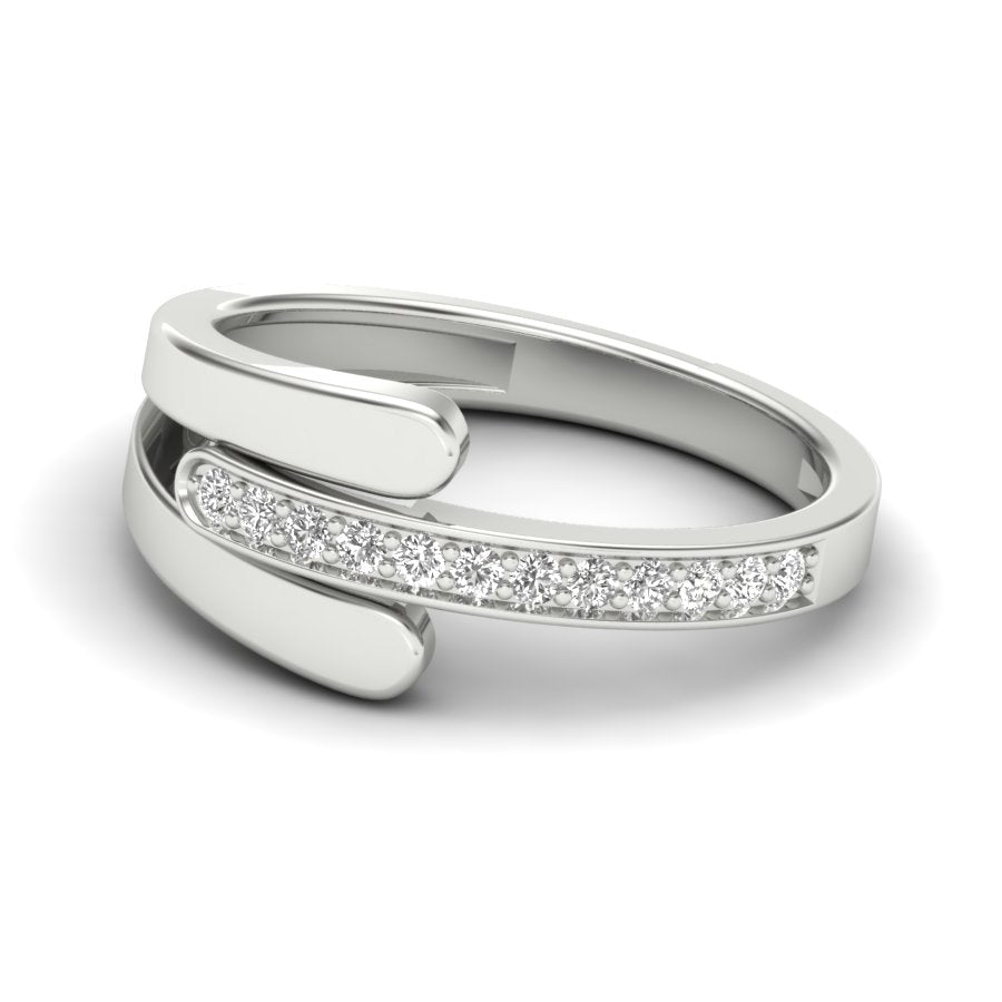 Unique Design Ring 0.15 TW Bypass Design With Round Cut Lab Grown Diamond Ring Prong Set Wedding ring Engagement ring PR436